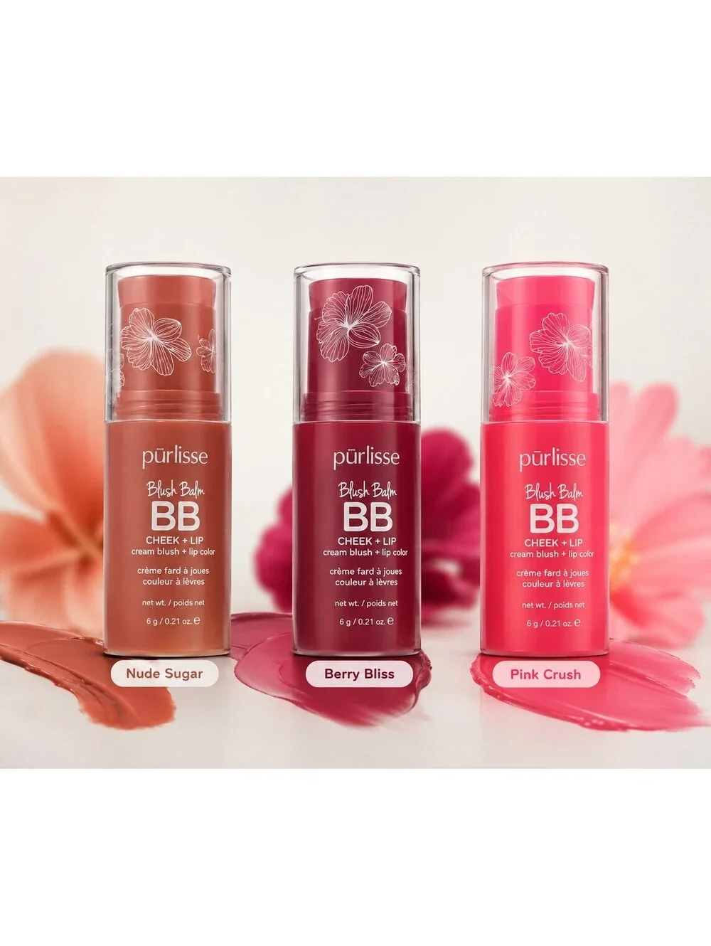 Purlisse Blush Balm BB Cream Blush + Lip 3-Piece Set